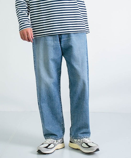 Wide Tapered Jeans _ Light Used Indigo