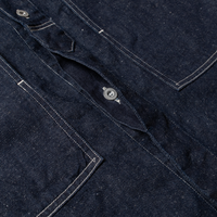 8oz Cotton Linen Denim Military Jacket - One Wash Indigo